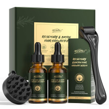 Rosemary & Biotin Hair Growth Kit - 2x30ml Serums with Derma Roller & Scalp Massager for Men & Women, Promotes Growth & Thicker, Healthier Hair