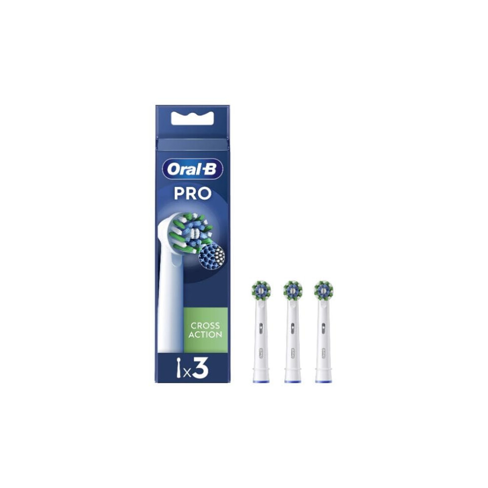 Cross Action Electric Toothbrush Heads, Pack of 3 White Replacement Heads, Angled Bristles That Adapt to Each Tooth for deep Cleaning