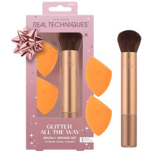 Glitter All The Way Brush + Sponge Kit, 3 Piece Limited Edition Gift Set