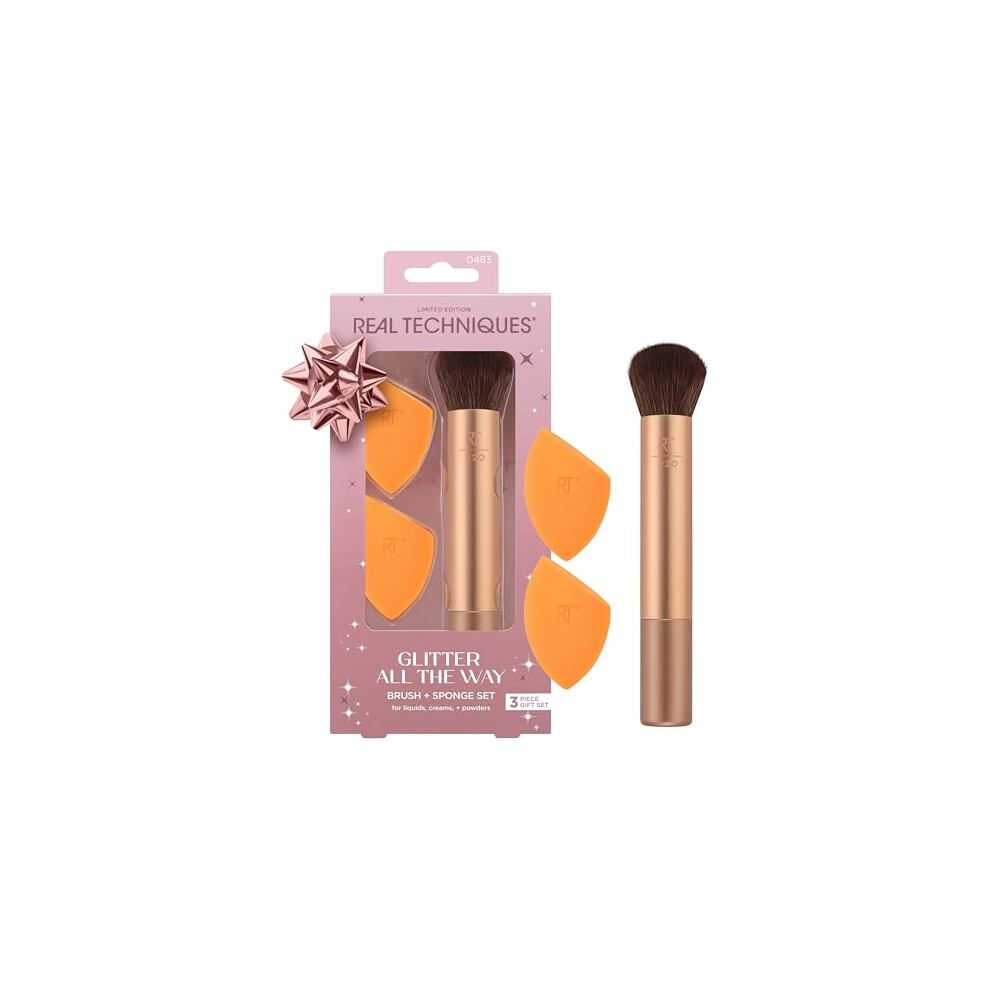 Glitter All The Way Brush + Sponge Kit, 3 Piece Limited Edition Gift Set