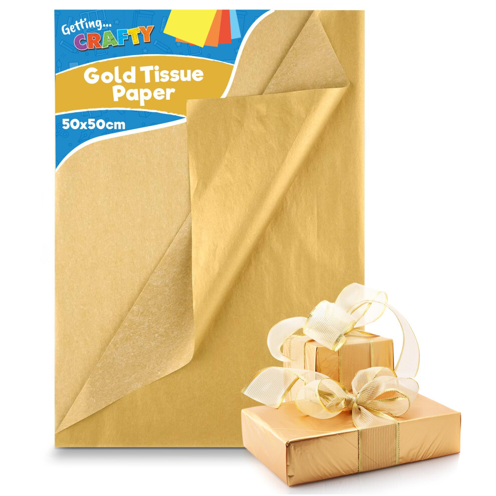 20pk Gold Tissue Paper for Wrapping Gifts | 50cm x 50cm | Gold Foil Sheets | Gold Tissue Paper Sheets | Tissue Paper Gold Foil Wrapping Paper | Gold