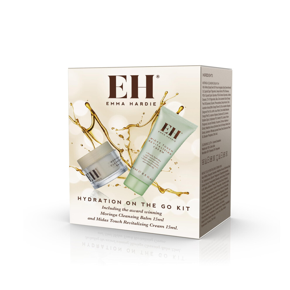 Emma Hardie Hydration On The Go Kit Gift Set | 15ml Moringa Cleansing Balm & 15ml Midas Touch Revitalising Cream, With Hyaluronic Acid, Improves Firmness & Elasticity - Image 4