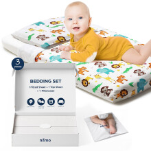 Cot Bedding Set (3 Pcs) - Crib Sheets 83 x 50 cm + Quilt Cover + Pillowcase - Cot Bed Sheets Compatible with Chicco Next To Me, Babylo Cozi Sleeper,
