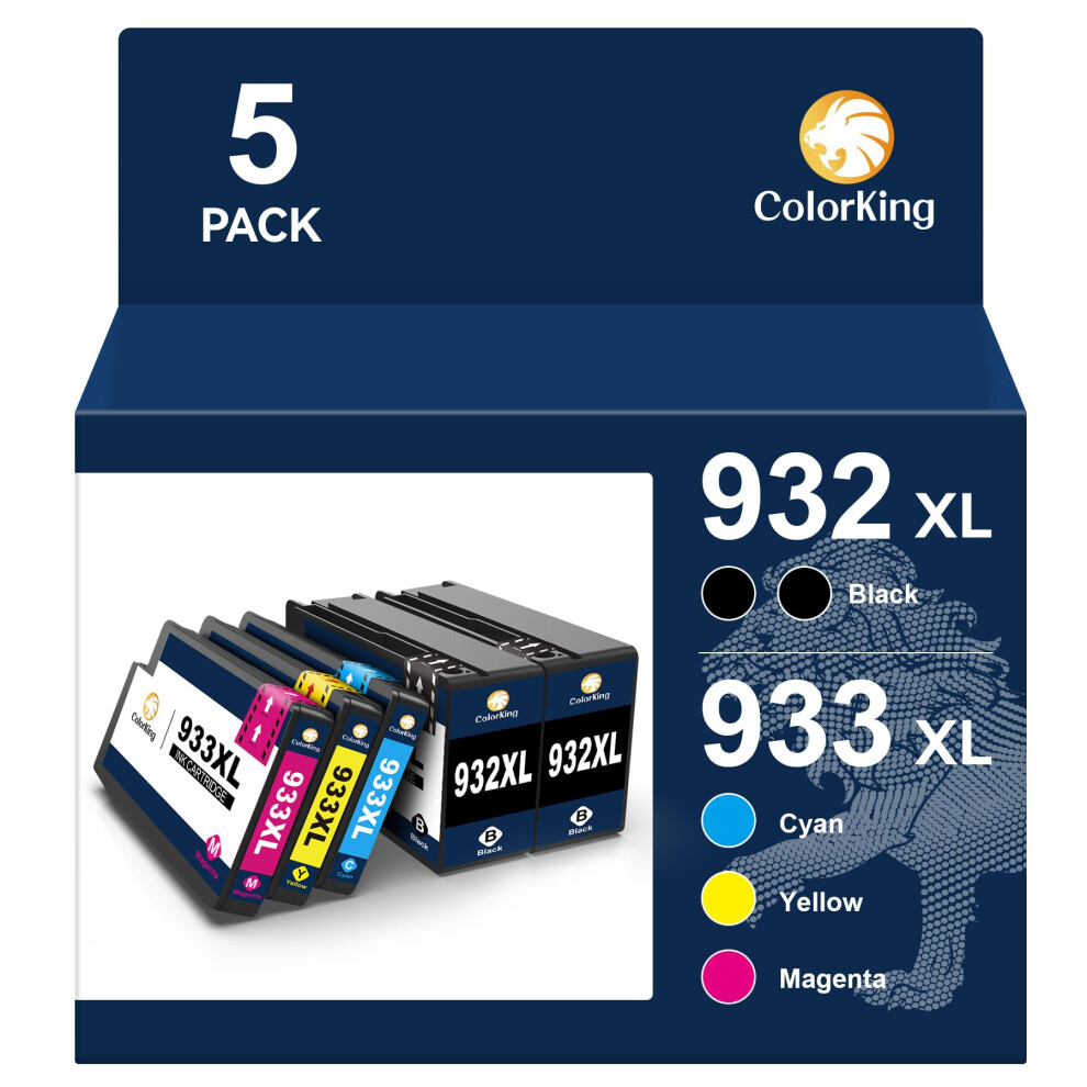 932Xl 933XL Ink Cartridges Multipack Replacement For Hp 932XL 933Xl 932 933 Combo Pack For Officejet 6600 7510 6700 7110 7610 7612 6100 (2 1 Black 745431223788