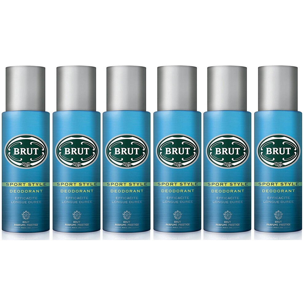 6x BRUT Deodorant, Aerosol Sport Style 200 ml