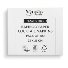 Bamboo Paper Disposable Napkins | Pack of 100 White Cocktail Napkins | 25 x 25cm | 2 Ply Paper Serviettes (Package may vary)