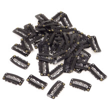 50Pcs Wig Clips Snap Clips U-shape with Soft Rubber 6 Teeth Stainless Steel Material for Hair Extensions - Black