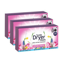 Spring Fresh Tumble Dryer Sheets | for Long Lasting Fragrance and Softness Protection Against Static Help Reduce Creases Freshness Fabric | Pack of 3
