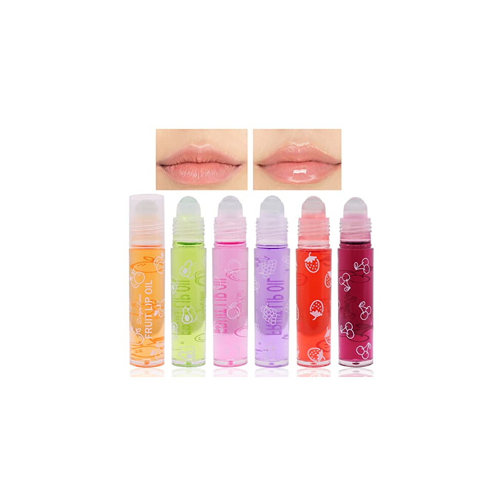 Roll-on Lip Gloss Set, Lip Balm Lip Oil Set, Lip Shiner Roll-On, Fruit Flavoured Moisturising Lip Oil Shimmering Liquid Lipstick, Long Lasting