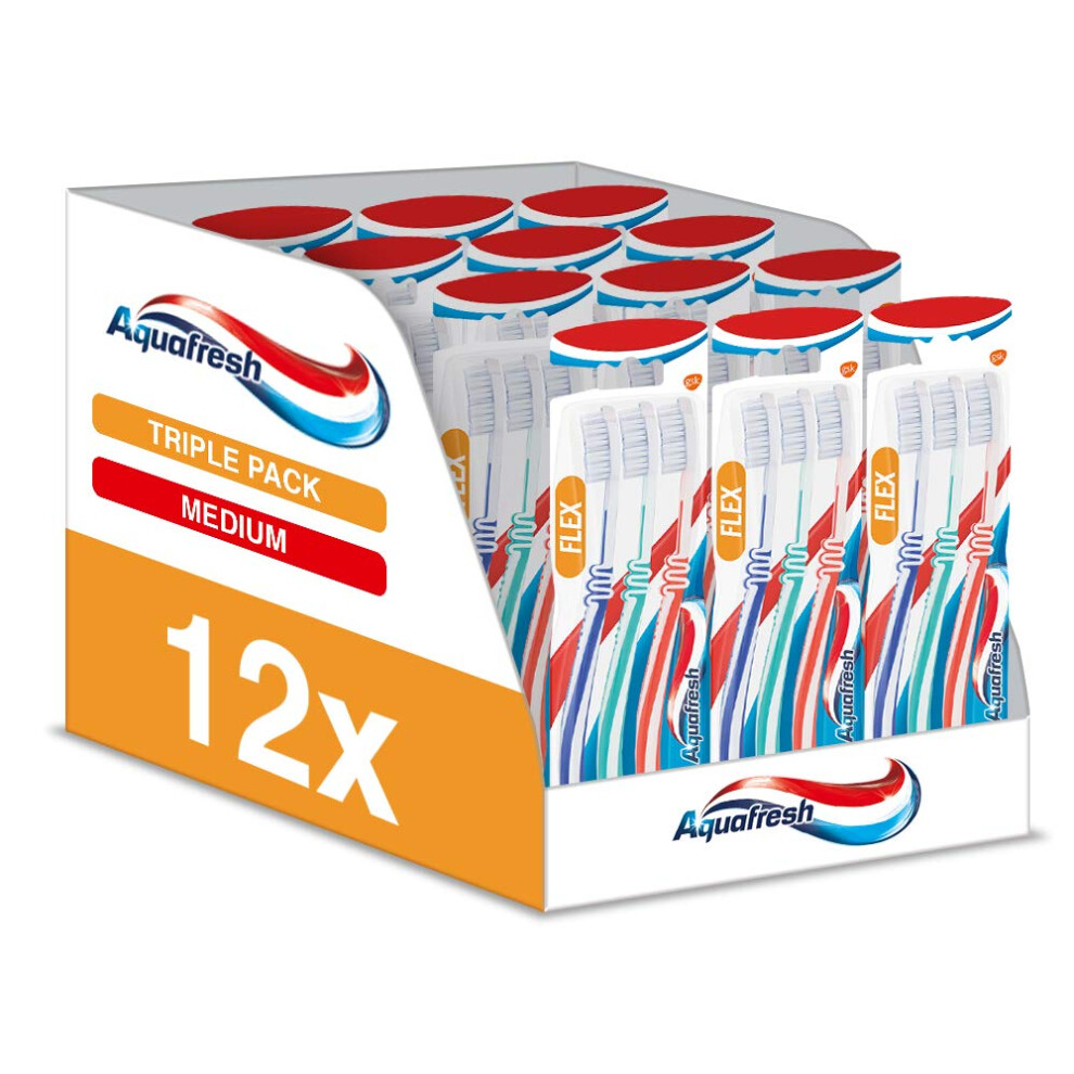 Clean and Flex Triple Pack Toothbrush, Medium, Pack of 12