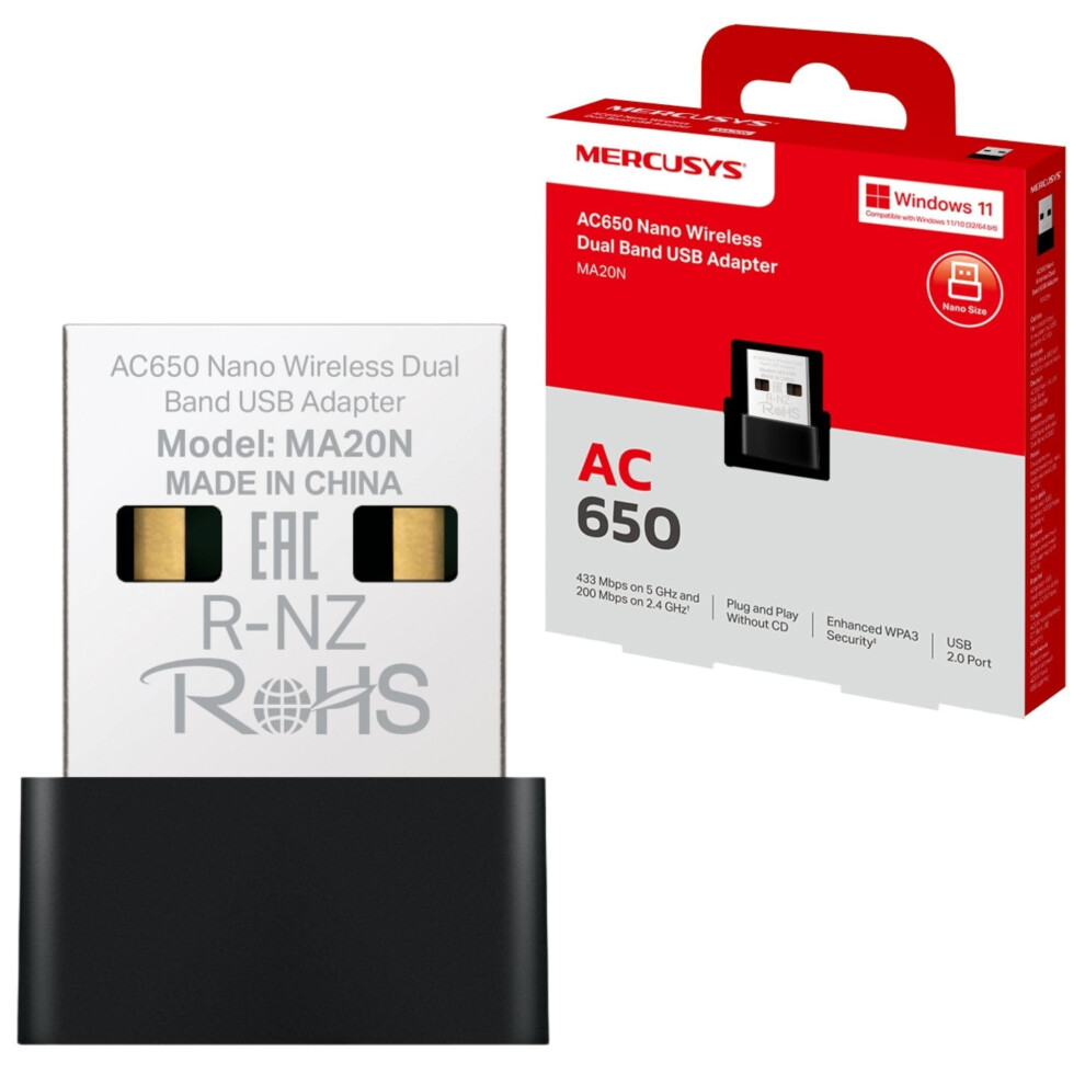 Mercusys AC650 USB WiFi Dongle Adapter Nano Wireless Dual Band MA20N - Image 8
