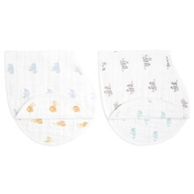 Burpy Baby Bib - Animal Kingdom, 2 Pack | 100% Cotton Muslin, 4 Layer Burping Cloth, Feeding & Dribble | Super Soft & Absorbent Burp Rag Newborn