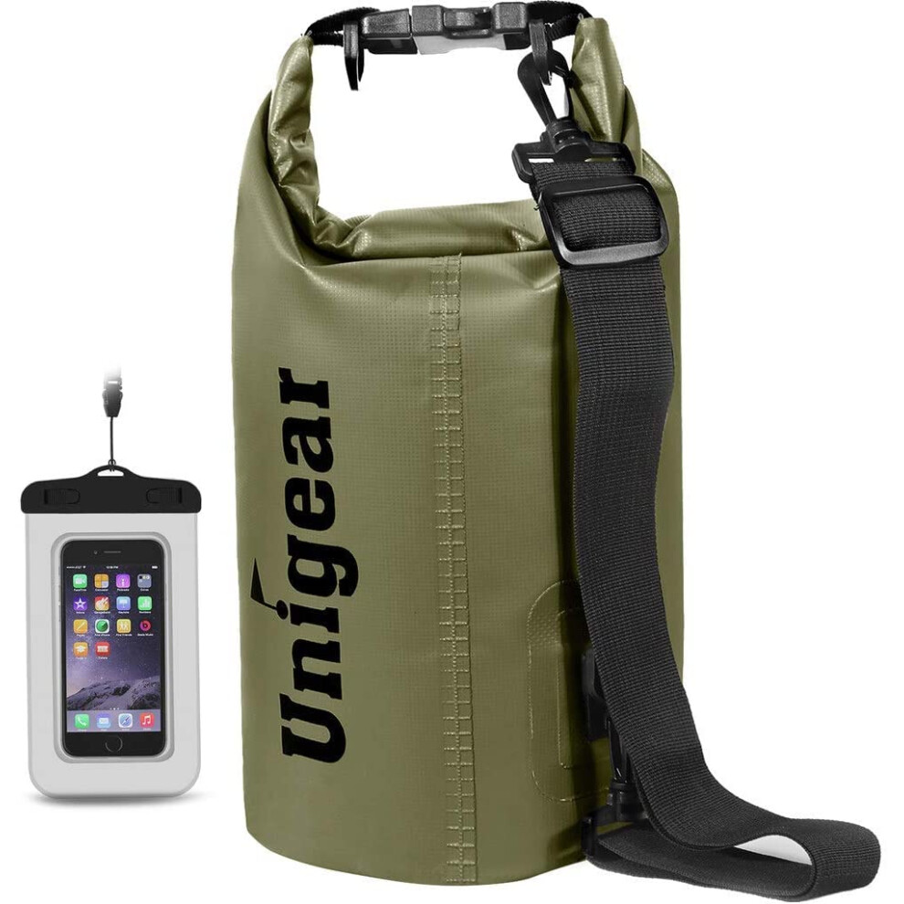 Waterproof Dry Bag with Phone Case and Adjustable Long Shoulder Strap for Boating, Kayaking, Fishing, Rafting, Swimming, Camping, Snowboarding