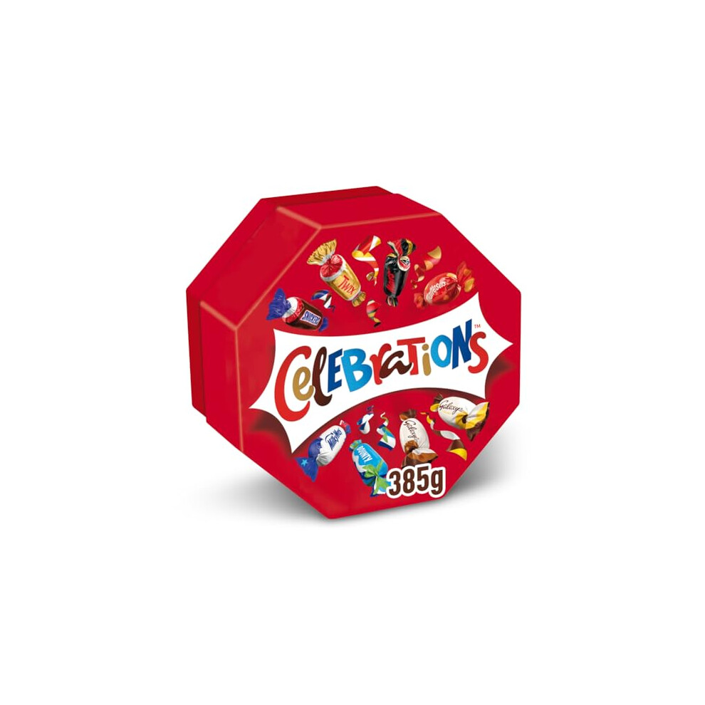 Celebrations Milk Chocolate Gift Box Of Mini Chocolates & Biscuit Bars Centerpiece (Maltesers, Galaxy, Snickers & More) 385G