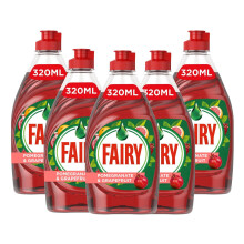 Fairy Washing Up Liquid Pomegranate & Grapefruit, 320ml - Powerful Grease-Cutting Dish Soap with a Refreshing Citrus Scent for Sparkling Clean Dishes