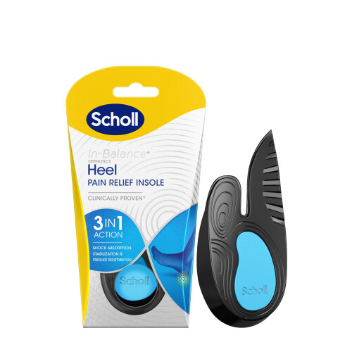 Scholl In-Balance Orthotics Heel and Ankle - Insoles for Heel Pain Relief, 3-in-1 Insoles for Heel Pain Relief - Size Small, UK 4.5-6.5, 1 Pair