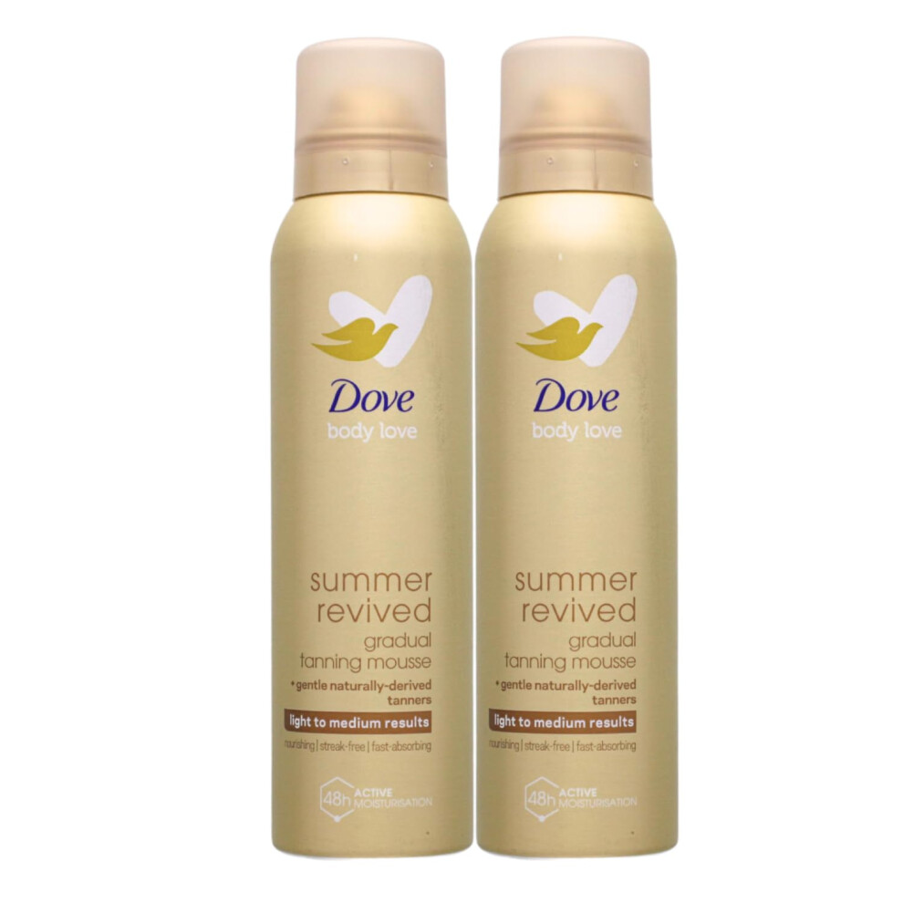 2 Pack of Dove DermaSpa Summer Revived 48 hours Active Moisturisation Fair to Medium Body Mousse 150ml