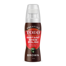 LIQUID SHOE POLISH BROWN with Carnauba Wax | Instant Shine and Protect for Shoes, Boots, Bags | 75ml Bottle with Sponge
