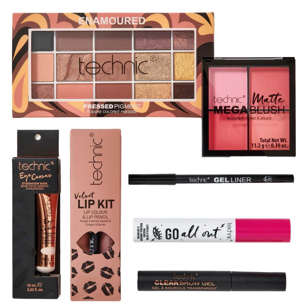 Enamoured Full Face Cosmetic 8 Piece Gift Set - Full Size Products for Eyes, Face & Lips - Perfect for Makeup Lovers - Vegan & Cruelty Free