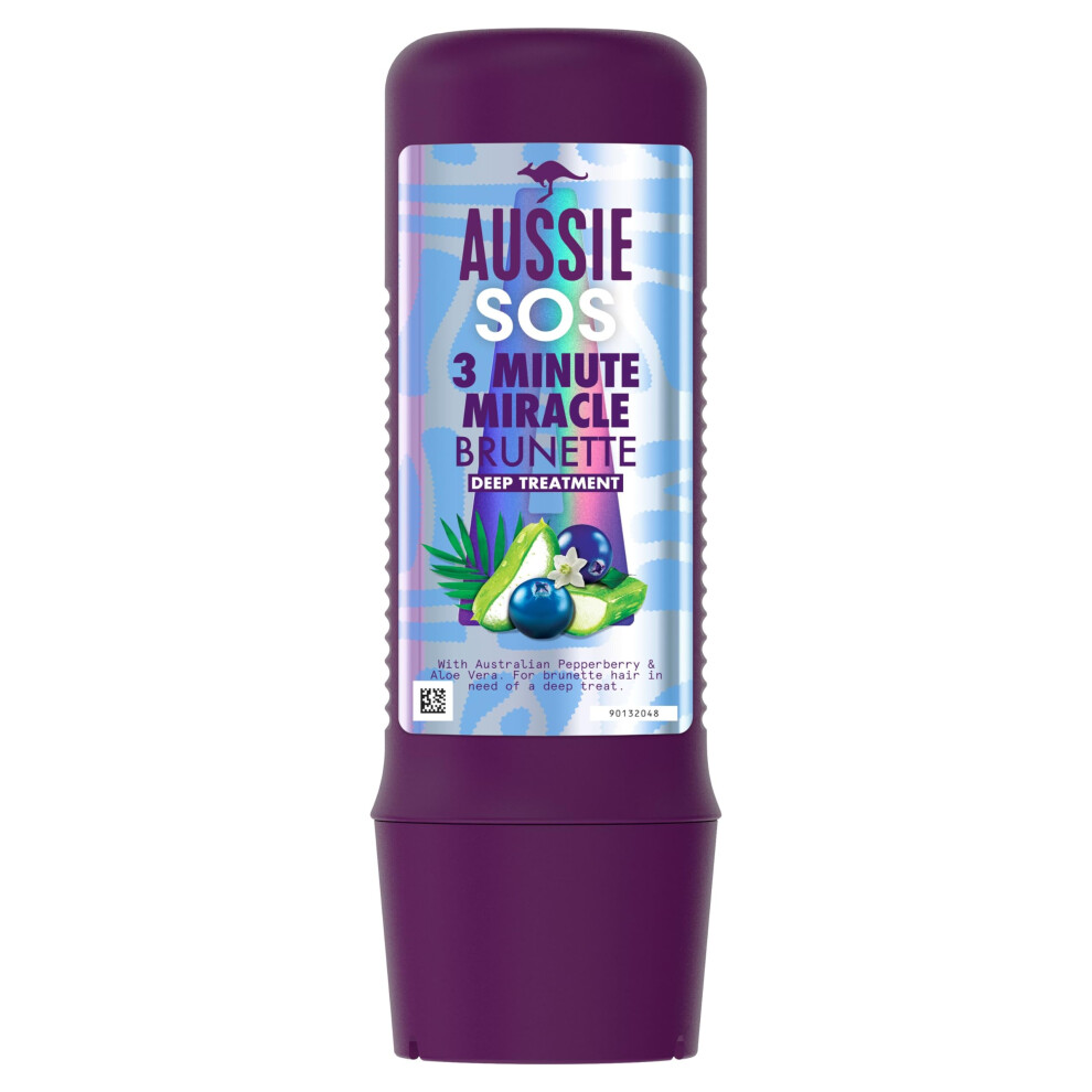 SOS 3 Minute Miracle Brunette Hair Deep Treatment for Brunette Hair In Need of Nourishment, With Australian Pepperberry & Aloe Vera, 225ml