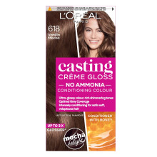 L'Oreal Ammonia Free Semi-Permanent Hair Dye, 618 Vanilla Mocha, Glossy Hair Colour, Natural Looking Finish, For up to 28 Shampoos, Casting Crème