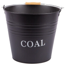 1x Black 12L Cast Iron Coal Bucket - Metal Fireside Fireplace Log Fire Wood Burner Ash Scuttle Storage Companion - by Blackspur