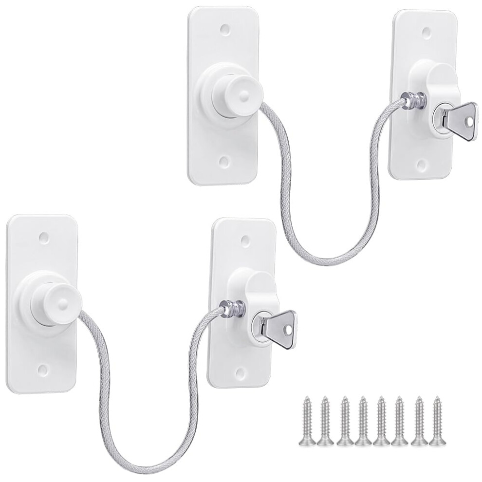 Aileem 2 Packs Window Safety Lock, Alieem Versatile Window Restrictor Self Adhesive For Upvc No Drilling Window, Refrigerator Lock With Key Child Pet Safety