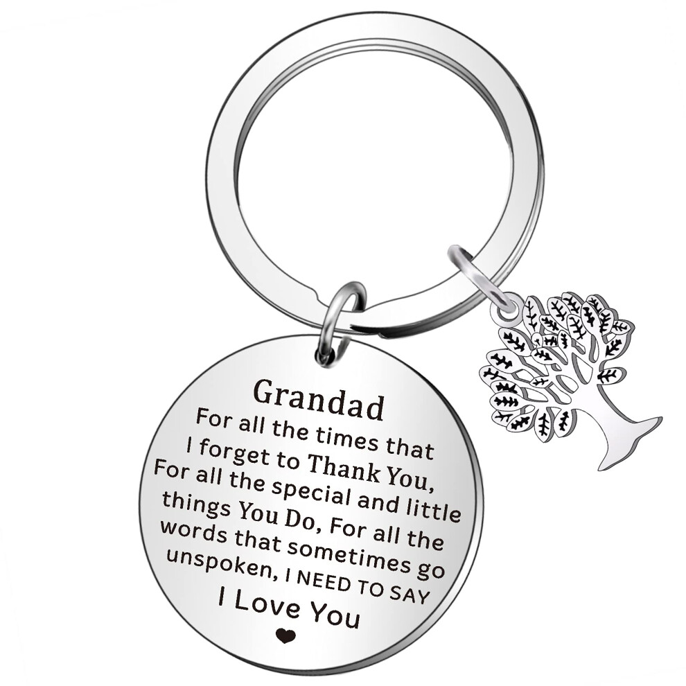 I Love You Grandad Keyring from Granddaughter Grandson Personalised Grandfather Fathers Grandpa Day Birthday Christmas Gifts Dog Tag Keychain