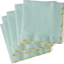 16073 Paper Napkins-16.5 cm-Foil Scalloped Pastel Blue-20 Count (Pack of 1), Light Blue, 6 Inches x 6 Inches