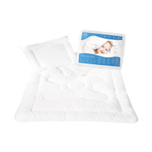 Toddler Cot Bed Duvet & Flat Pillow Filling Set 135x100 cm All Seasonal White Bear Design