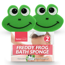 2pk Freddy the Frog Baby Bath Sponges – Gentle, Soft Foam That Holds Soap for Newborns, Toddlers & Kids