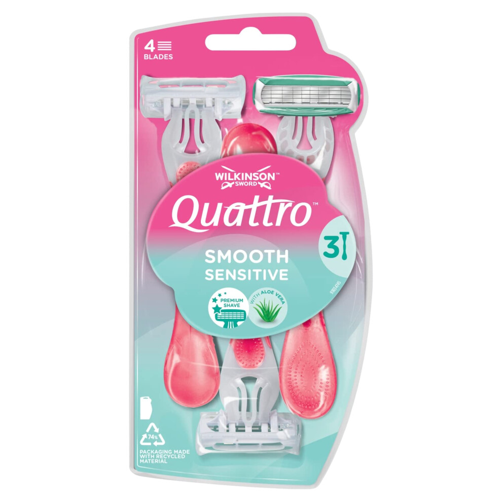 - Quattro For Women | Sensitive | 3 x Disposable Razors