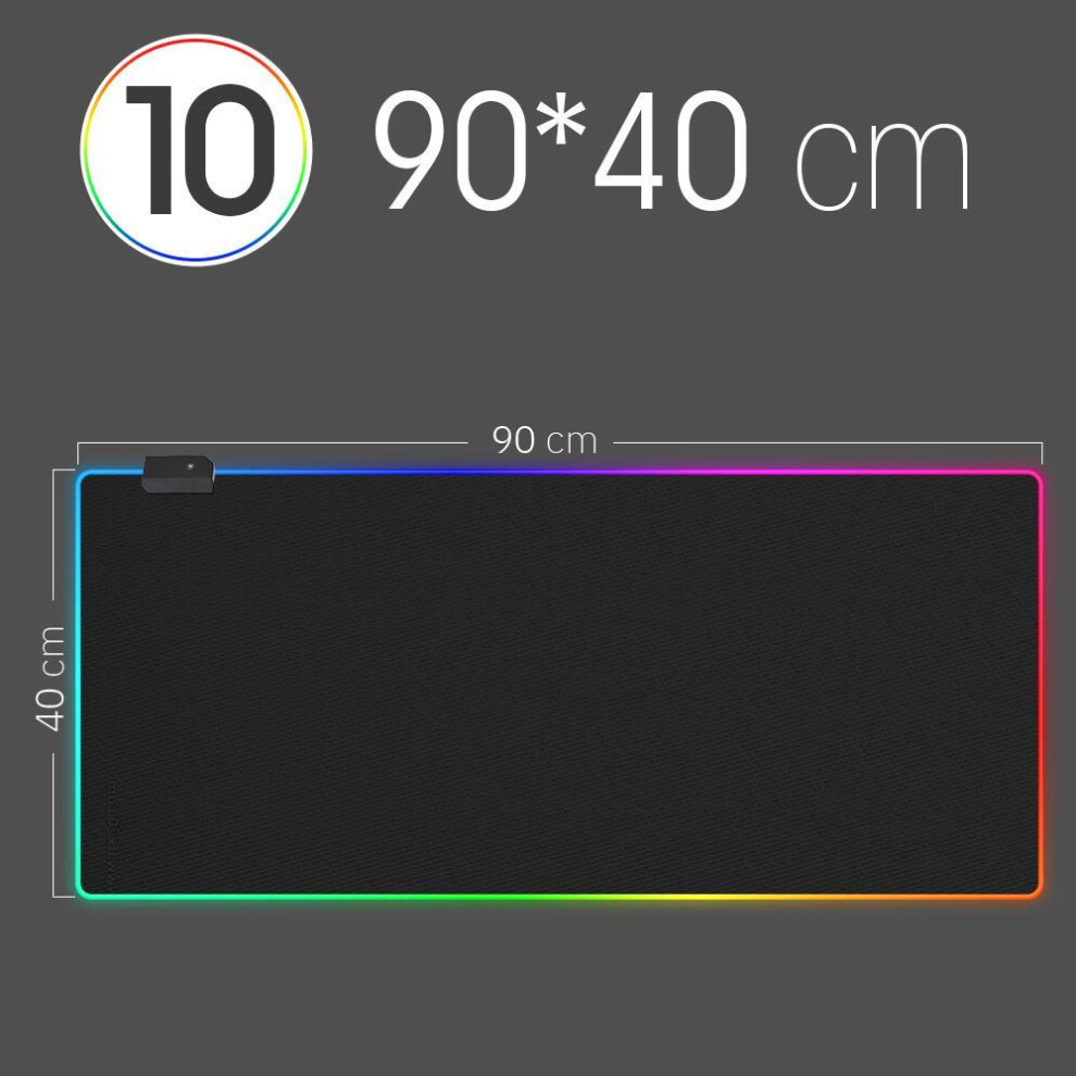 (black, 90x40 CM) RGB Mousepad LED Light Keyboard Cover Desk-mat Colorful Surface Mouse Pad Waterproof Multi-size World Computer PC Gamer CS Dota LOL