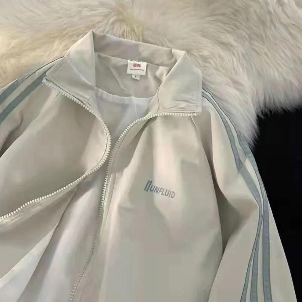 (apricot, XL) Sports Jacket Spring And Autumn Retro College Style Baseball Uniform Fashion Loose Coat Zipper Cardigans Student Niche Couple Windproof Jacket