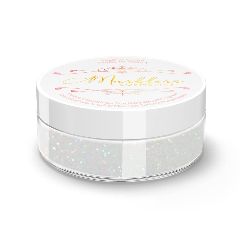 Marblers Cosmetic Grade Fine Holographic Glitter [Rainbow White] 0.18Oz (5G) | Non-Toxic | Vegan | Cruelty-Free | Eyeshadow, Nail Polish, Nail Art | Festival,
