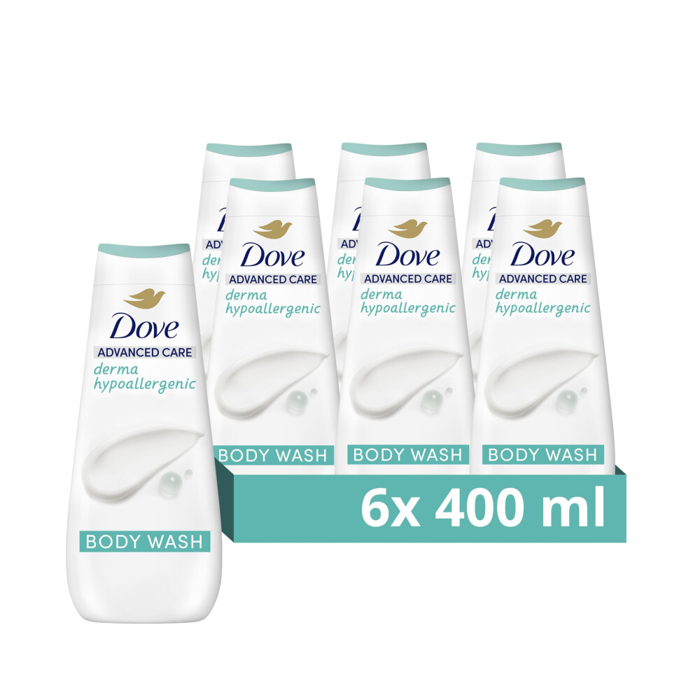Advanced Care Derma Hypoallergenic Body Wash Body Cleanser fragrance free shower gel for instantly lotion-soft skin 6x 400 ml