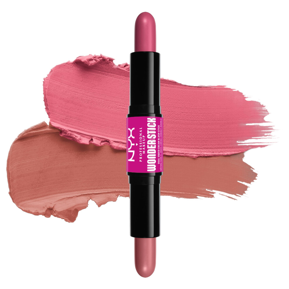 Blush, With Hyaluronic Acid for Hydration, Blendable Texture, Vegan, Wonder Stick, Light Peach + Baby Pink