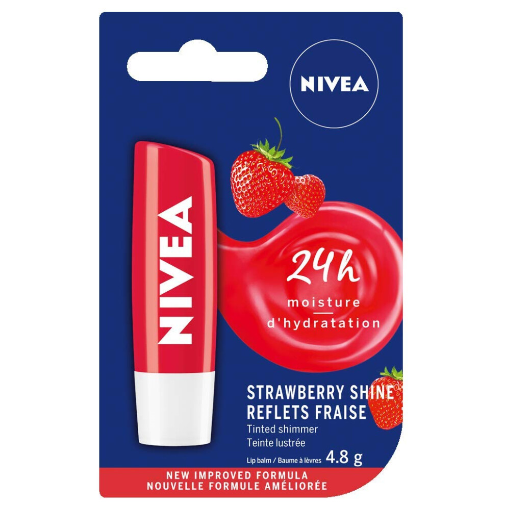 Lip Balm - Fruity Shine STRAWBERRY -Pack of 1 by Nivea