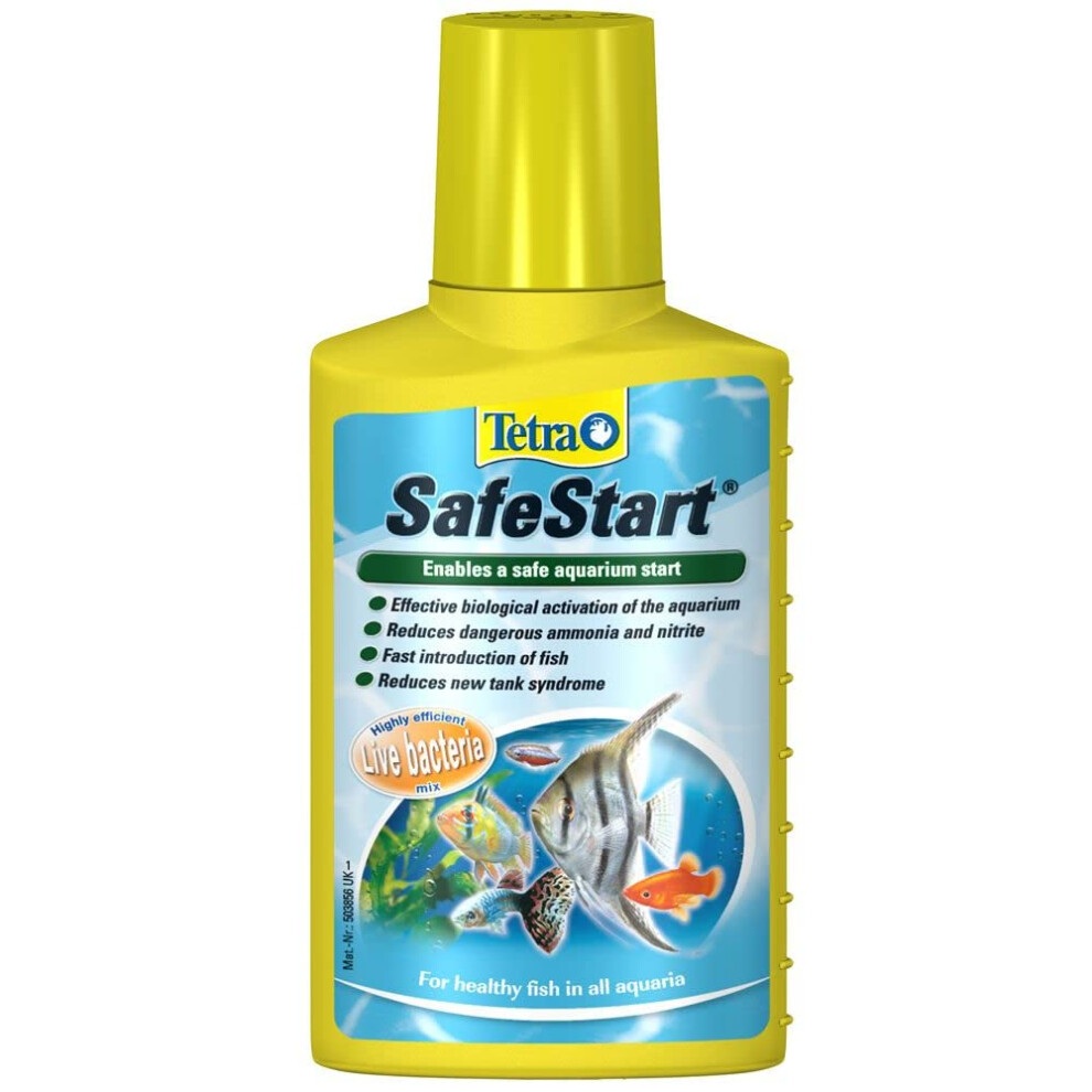 SafeStart Aquarium Starter - with live nitrifying bacteria, allows the rapid introduction of fish in an aquarium, 100 ml bottle.