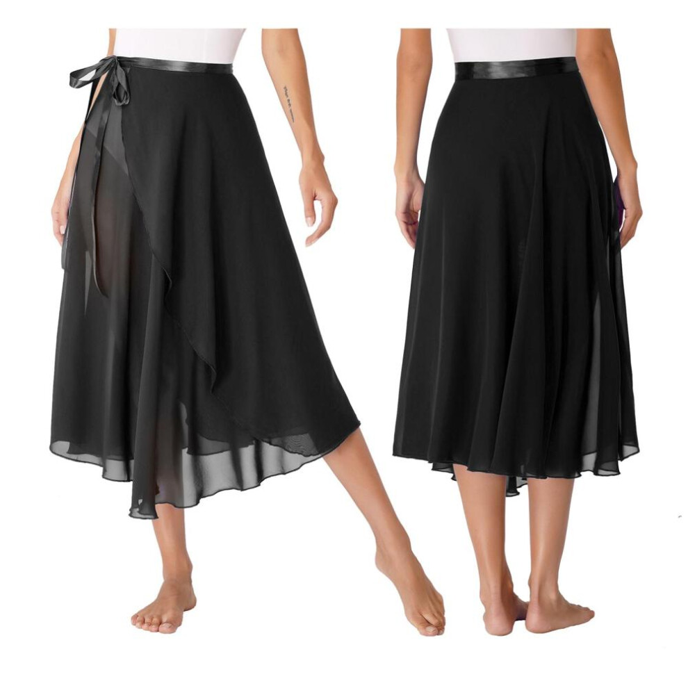 (black, One Size) Ladies Professional Ballet Dance Wrap Skirt Chiffon Adult Asymmetrical Skirt Modern Dance Training Accessories