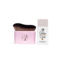 W7 Golden Glow Drops & Brush Duo - 2-delt sæt: Flydende bronzerdråber og ansigts- og kropsapplikatorbørste