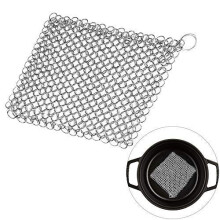 Cast Iron Chainmail Scrubber, Non-Scratch, Stainless Steel Mesh Scourer for Skillets,Griddles,Pans or Woks, Dutch Oven, Multifunction Cookware Cleaner