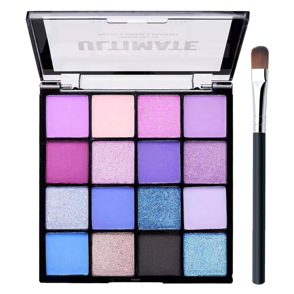 Purple Blue Eyeshadow Palette, Eye Shadow Pallets for Women Glitter Matte Eye Shadows Pallet Eyeshadow Sparkle 16 Colours Eye Makeup Shimmer Long