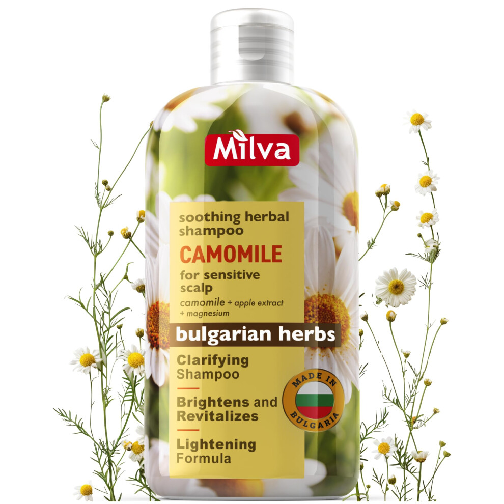 Chamomile Shampoo with Magnesium & Apple Extract - Natural Hair Lightening Shampoo for Blonde Hair - Clarifying Shampoo for Dry Scalp - Itchy Scalp