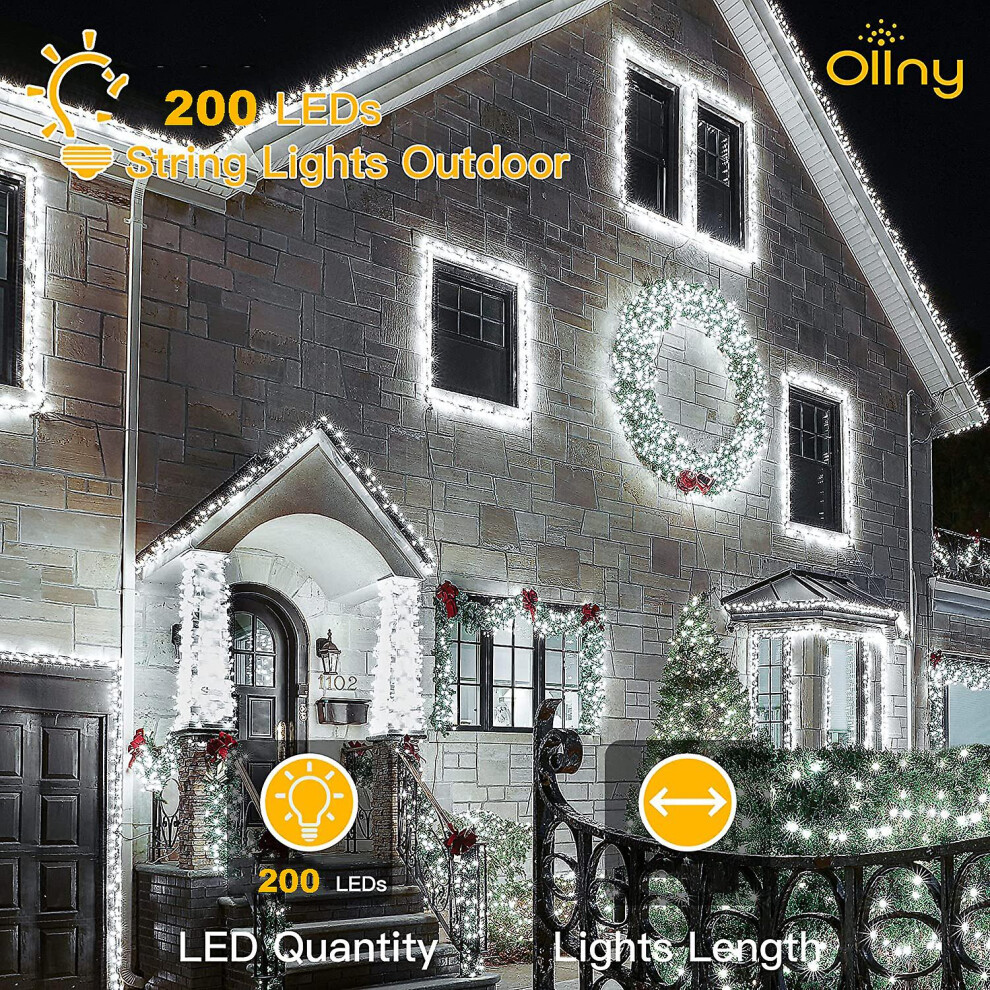 (White) Outdoor Cluster Christmas Lights, 20m 200led Cluster Fairy Lights Waterproof String Lights