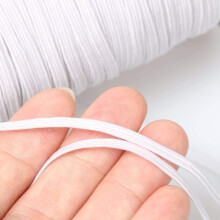 1/8 inch Elastic White 10 Metres-3mm Elastic Corded Flat Cord Thin Elastic Dressmaking Waistband Headbands for Sewing Clothing, Knitting, DIY Projects