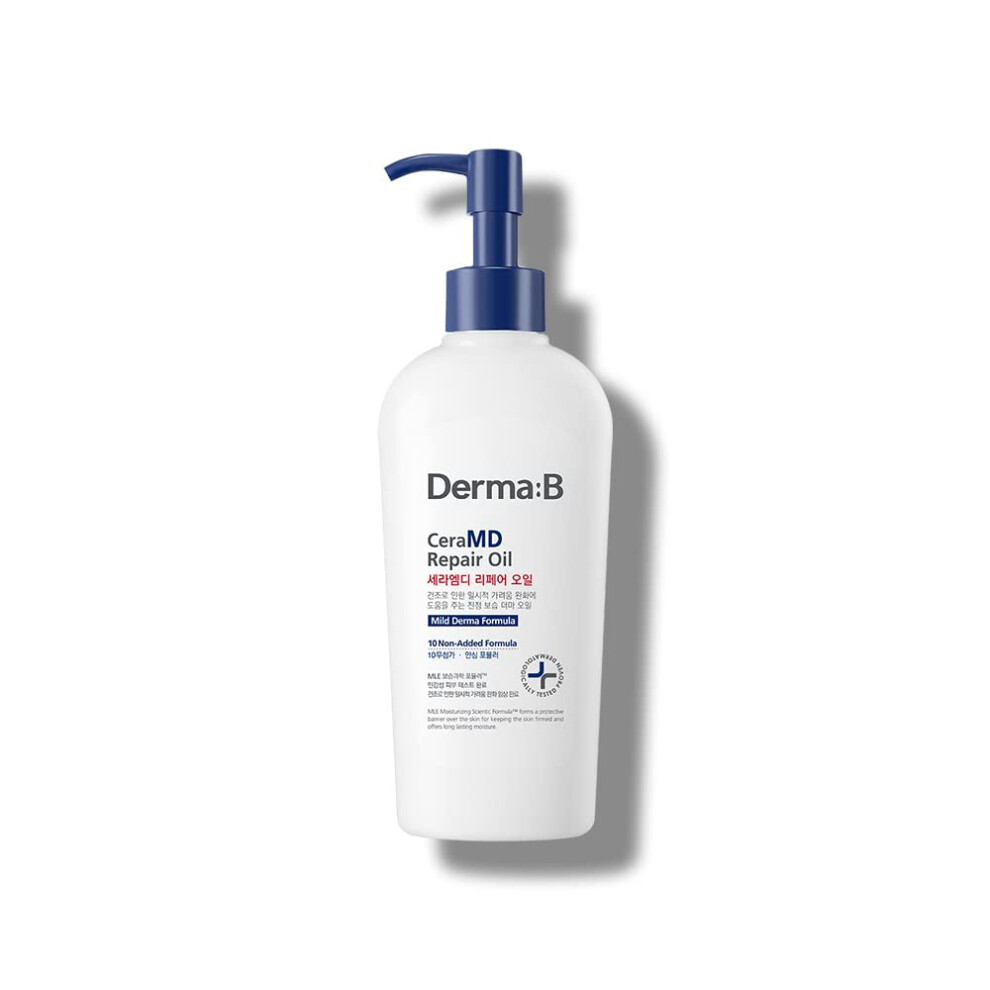 Derma B Ceramd Repair Oil 200Ml, Unscented Fragrance Free Lightweight Fast Absorbing Soften Moisturizing Body Oil With Coconut Oil Milky Formula For Dry