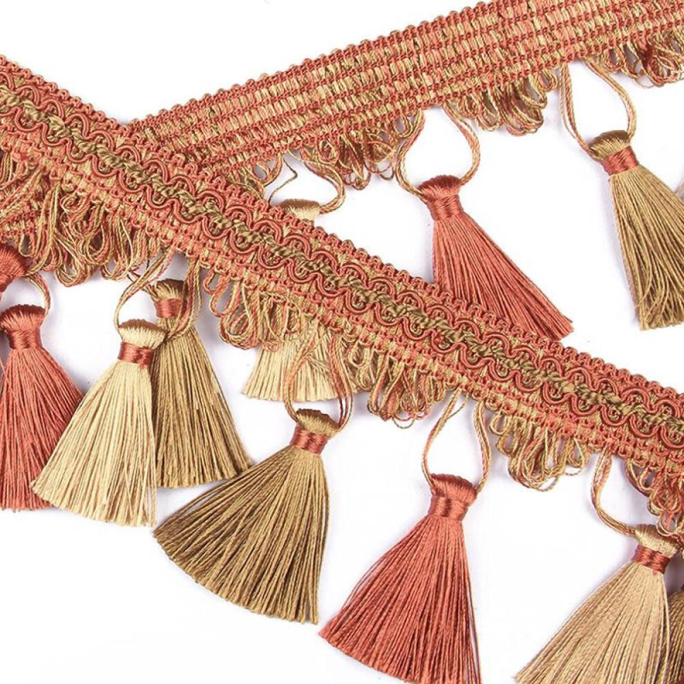 (orange) Long Gold Sewing Tassel Fringe Lace For Home Accessories Trim Curtain Thread Decorative Diy Fabric Webbing Tassle Cotton Fringes