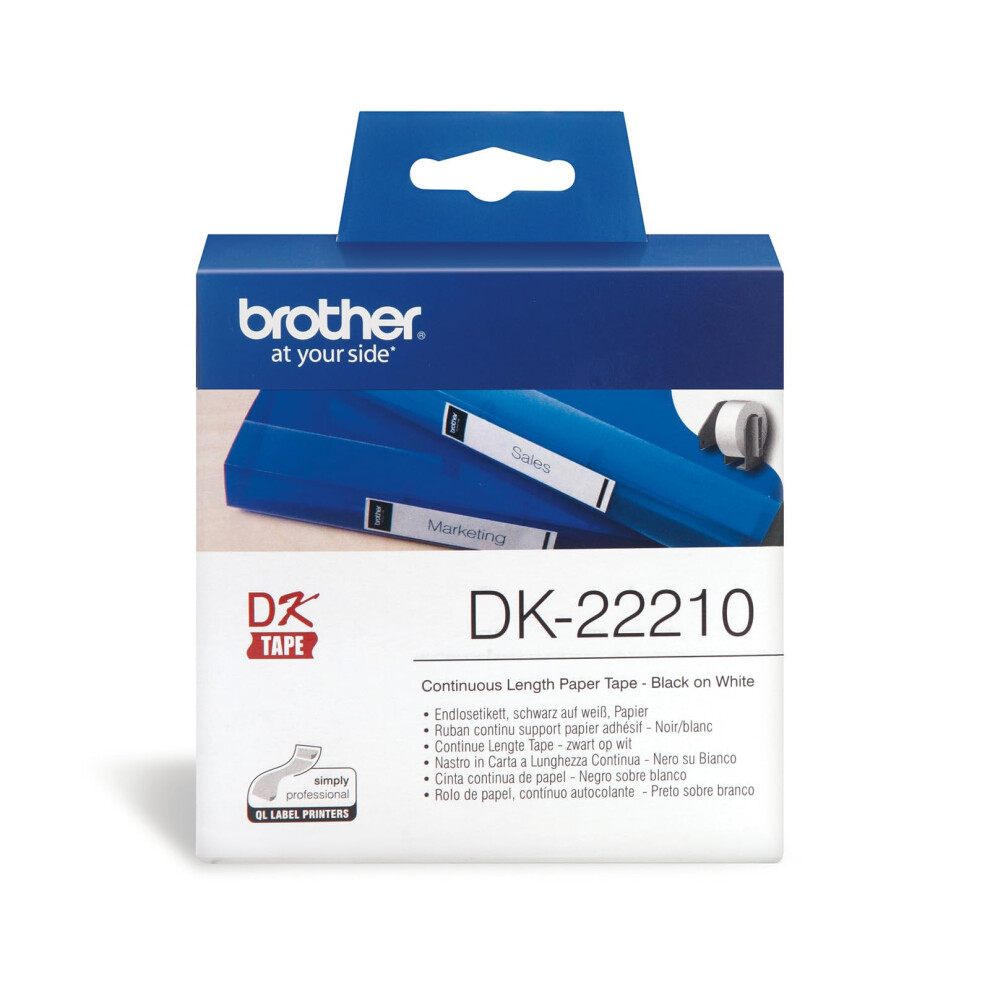 DK-22210 - Black on white - Roll (2.9 cm x 30.5 m) labels - for Brother QL-1050, 1060, 500, 550, 560, 570, 580, 600, 650, 700, 710, 720, 820