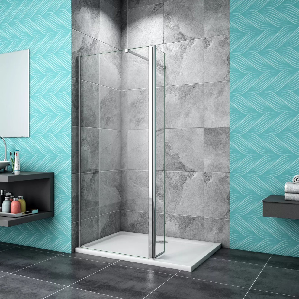 (760x1900mm) Walk In Enclosure Shower Screen With Flipper Glass